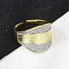 Brass Micro Pave Cubic Zirconia Open Cuff Ring for Women RJEW-F177-03GP-02-4