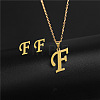 304 Stainless Steel Letter Pendant Necklaces & Stud Earrings Sets WG4BFDA-06-1