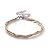 304 Stainless Steel Braided Cuban Link Chain Bracelet for Women BJEW-P286-03B-1
