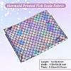 Sparkly Hologram Spandex Mermaid Printed Fish Scale Fabric DIY-WH0304-478-2