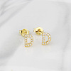 Brass Clear Cubic Zirconia Stud Earrings WGC2A80-04-1