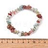 Natural Amazonite & Strawberry Quartz Chip Stretch Bracelets X-BJEW-JB04490-04-5
