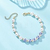 Handmade Flower Printed Porcelain Ceramic Beads & Shell Pearl Round Beaded Bracelets for Women BJEW-JB12709-1