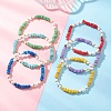 6Pcs 6 Colors Natural Freshwater Shell Chip & ABS Plastic Imitation Pearl Beaded Stretch Bracelets BJEW-JB12727-1