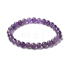 Natural Amethyst Bead Stretch Bracelets BJEW-K212-A-034-7