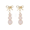 Natural Mixed Stone Bowknot with Round Dangle Stud Earrings EJEW-JE06780-3