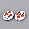 Hand Painted Tulip Flower Oval Porcelain Beads PORC-N012-11A-2