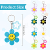 Sunflower with Smiling Face & Star Transparent Acrylic Keychains KEYC-YW00229-01-3
