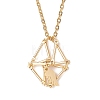 Brass Macrame Pouch Natural Rose Quartz Inside & 304 Stainless Steel Pendant Necklaces for Women NJEW-JN05607-02-6