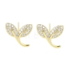 Brass Micro Pave Clear Cubic Zirconia Stud Earrings for Women EJEW-S217-D07-1