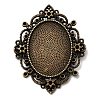 Tibetan Style Alloy Rhinestone & Oval Tray Cabochon Settings X-TIBEP-5436-AB-LF-1