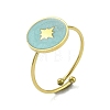 Flat Round with Star 304 Stainless Steel Enamel Ring RJEW-A038-16G-02-1