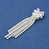 Bowknot Brass Rhinestone Tassel Big Pendants KK-I715-02S-02-2