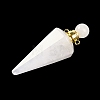 Natural Quartz Crystal Faceted Cone Openable Perfume Bottle Big Pendants G-L524-18G-11-2