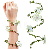 Flower Polyester with Iron wire Upper Arm Cuff Bangles for Women AJEW-GF0014-08B-1