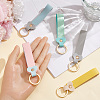 5Pcs 5 Colors Rectangle PU Leather Keychains KEYC-SC0002-14-3