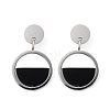 304 Stainless Steel Plastic Dangle Stud Earrings EJEW-Z089-16P-4