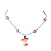Teachers' Day Resin Cute Apple Core Pendant Polymer Clay & Glass Seed Beaded Necklaces for Women NJEW-TA00231-2
