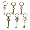 12Pcs 6 Styles Alloy Key Pendant Keychains KEYC-TA00041-1