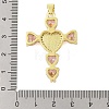 Rack Plating Brass Micro Pave Cubic Zirconia Heart Shape Virgin Mary Cross Pendant KK-S380-44C-G-3
