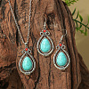 Bohemian Ethnic Style Zinc Alloy & Synthetic Turquoise Pendant Necklaces & Dangle Earrings Sets WG7E01E-06-1