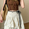 Boho Embossed Floral Alloy Coin Polyester Tie Chain Belts for Women FS-WGDC917-01-2