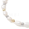 Natural Cultured Freshwater Pearl & Brass Beaded Bracelets for Women BJEW-JB12894-3