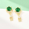 Brass Micro Pave Cubic Zirconia Dangle Stud Earrings EJEW-F405-24G-04-4