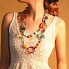 Bohemian Style Acrylic & Zinc Alloy Oval & Teardrop Handmade Link Chain Long Necklaces for Women FS-WG51811-01-1