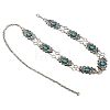 Alloy with Dyed Synthetic Turquoise Rhombus Link Chain Waist Belly Chains for Women FS-WG59013-01-5