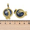 Dyed Natural Lapis Lazuli Flat Round Shaped Brass Pendants KK-F887-03G-32-3