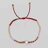 Bohemian Style Glass Seed Bead & Imitation Pearl Beads Braided Bead Bracelets JJ7327-6-1