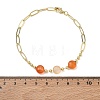 Natural Carnelian Faceted Flat Round Beaded Brass Paperclip Chain Bracelets GG-CBA37F5-02G-04-5
