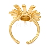 Rack Plating Flower Brass Open Cuff Rings for Women RJEW-S242-11G-3