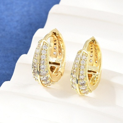 Brass Micro Pave Cubic Zirconia Hoop Earrings KK-CBAD104-04G-D-1