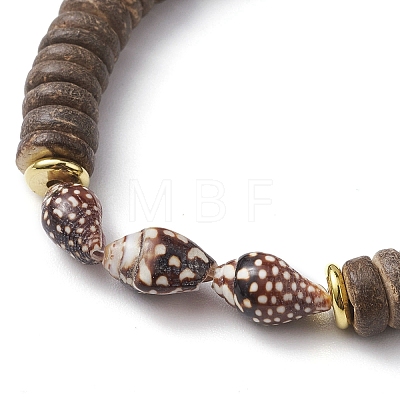 Natural Coconut Rondelle Beaded Stretch Bracelets BJEW-JB10250-01-1