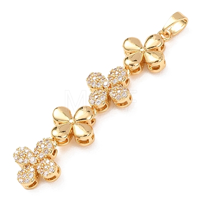 Tassel Brass Micro Pave Clear Cubic Zirconia Pendants KK-L271-01G-15-1