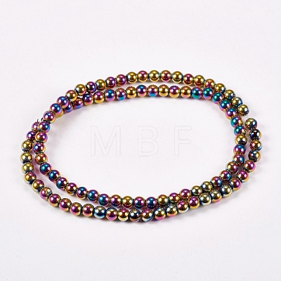 Electroplate Non-magnetic Synthetic Hematite Beads Strands G-J169A-4mm-05-1