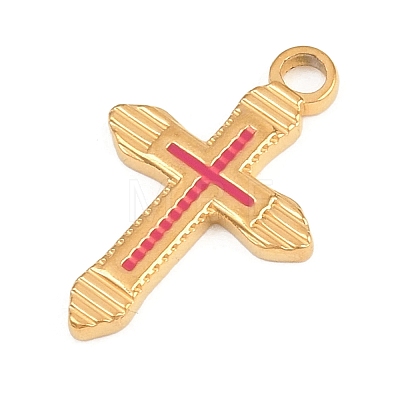 Easter 304 Stainless Steel Red Enamel Pendants STAS-E524-05G-1
