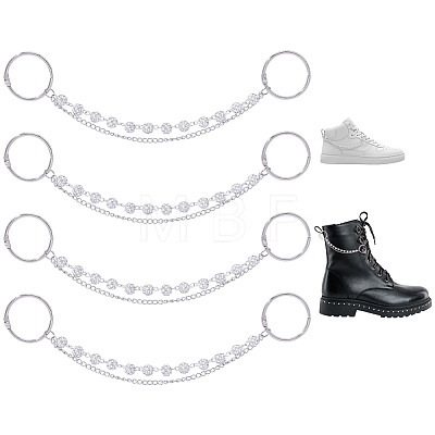 4Pcs Handmade Polymer Clay Rhinestone Bead with 304 Stainless Steel Curb Chain Boot Strap Chains HJEW-HY00194-1