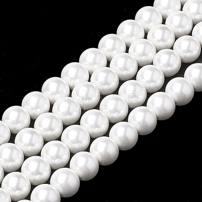 Shell Pearl Beads Strands X-BSHE-S301-10mm-04-1
