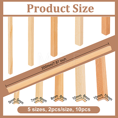 Olycraft 10Pcs 5 Styles L-shape Wood Sticks DIY-OC0012-46-1