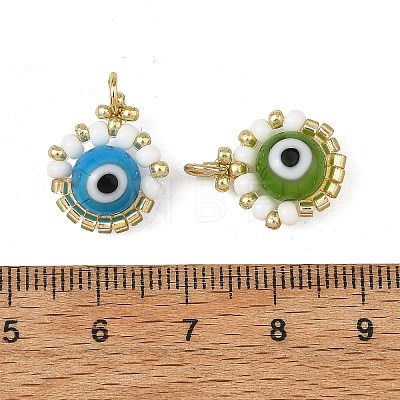 Handmade Lampwork & Glass Seed Beaded Pendants PALLOY-MZ01419-1