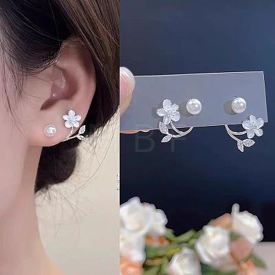 Alloy & Plastic Pearl Stud Earrings FS-WG98E52-01-1