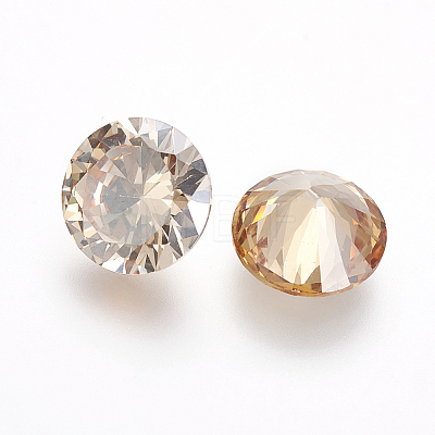 Electroplated Cubic Zirconia Pointed Back Cabochons ZIRC-I024-05-1