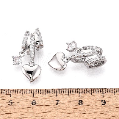 Brass Micro Pave Clear Cubic Zirconia Pendants KK-T075-88P-1