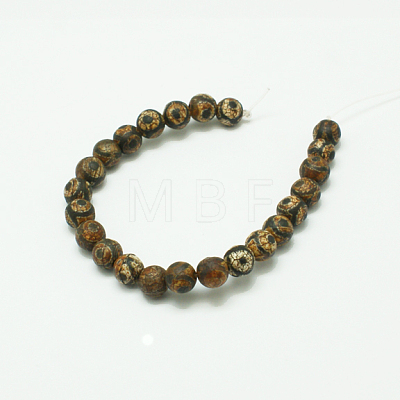 Tibetan Style 3-Eye dZi Beads G-K166-04-8mm-L2-1