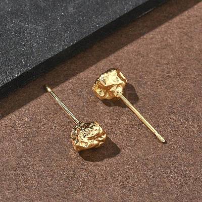 Nuggets Brass Stud Earrings EJEW-F403-01G-1