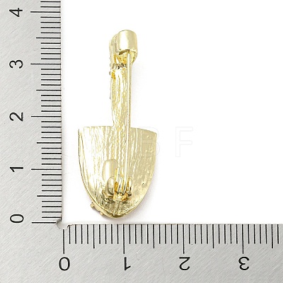 Shovel Alloy Rhinestone Brooch Pins JEWB-P029-01G-1