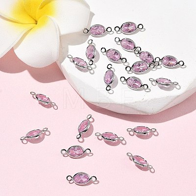 SHEGRACE Brass Pave Cubic Zirconia Oval Connector Charms XGRQ2O269-439B-P-1